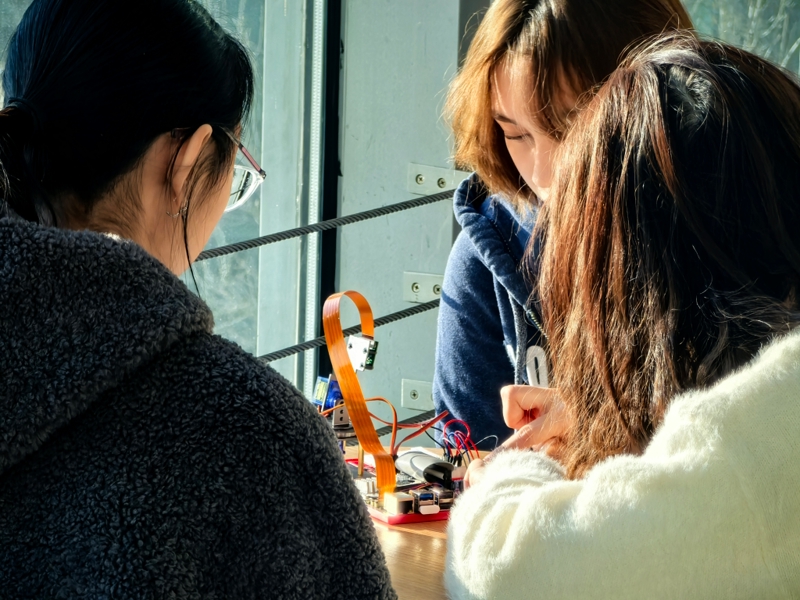 Students working